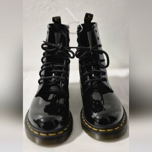 Dr Martens Black Patent Leather Ankle  Lace-Up Boots